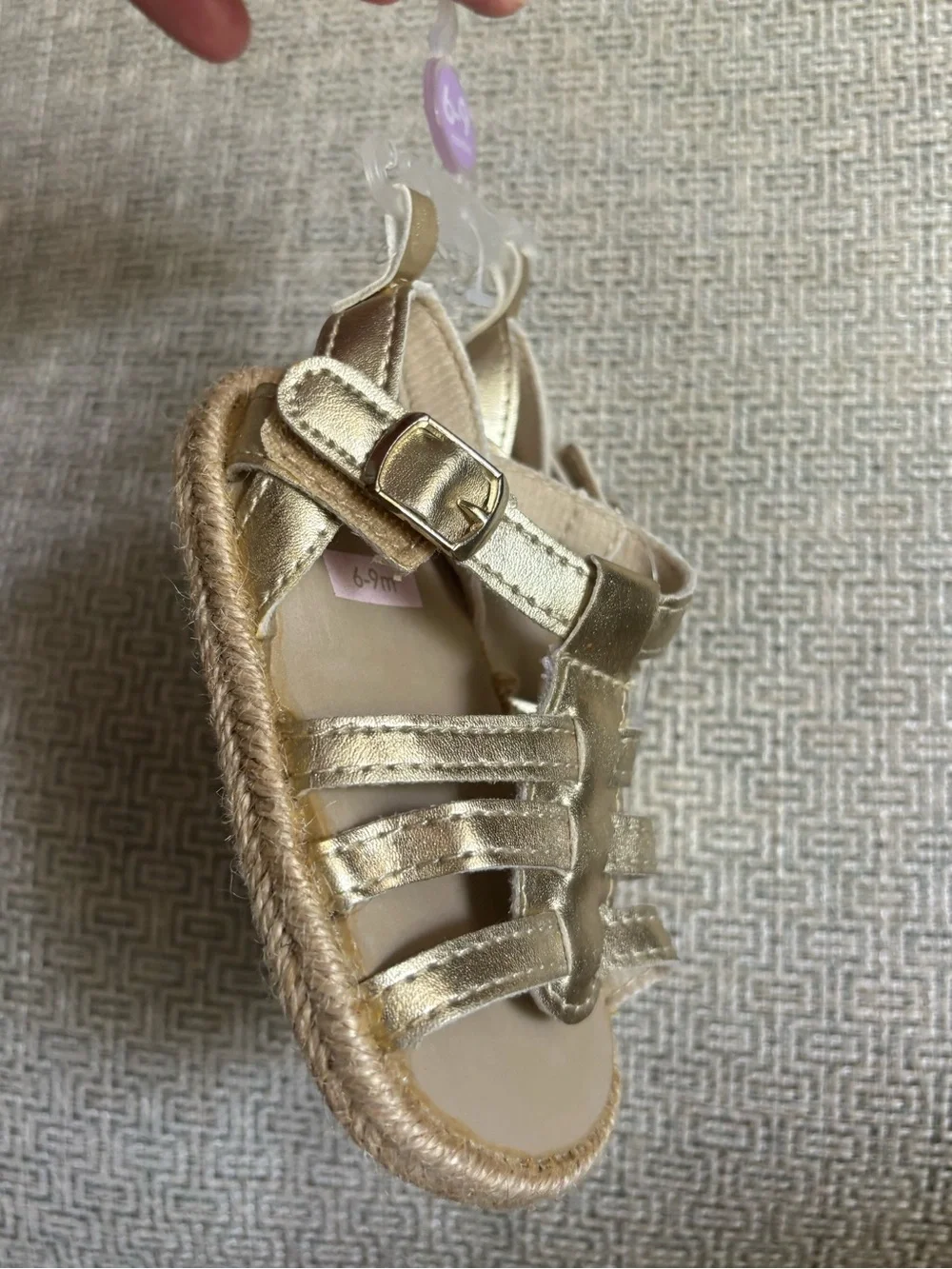 NWT Carter's Baby Girl Metallic Gold Espadrille Fisherman Sandals 6-9 month